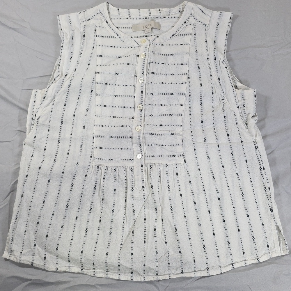 LOFT White Cotton Sleeveless Top